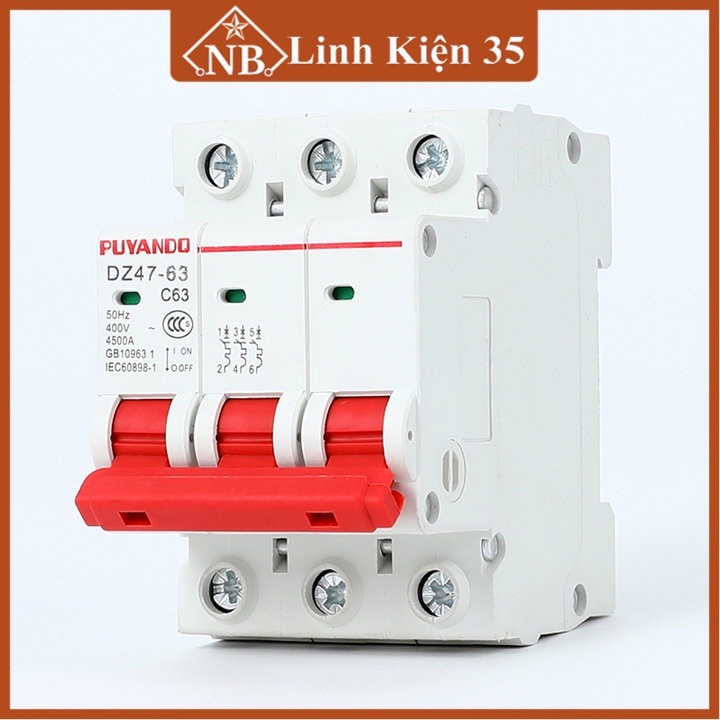 Aptomat tép công tắc cầu dao mini chống rò rỉ Dz47-63 dòng điện định mức từ 10 - 100A