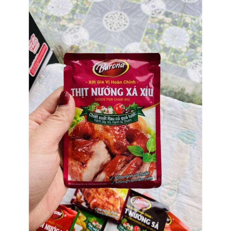 xốt gia vị hoàn chỉnh Barona thịt nướng ngũ vị,thịt nướng xả, cá kho riềng ,thịt kho tàu gói 90g