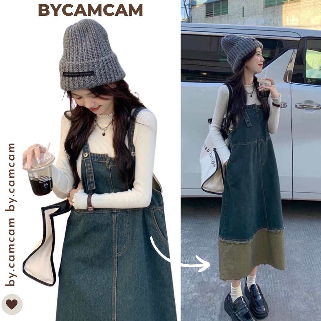 Váy Yếm Jean Dáng Dài Phối 2 Màu Tiểu Thư Mẫu Mới Mùa Đông 𝑩𝒚.𝑪𝒂𝒎𝒄𝒂𝒎 | BigBuy360 - bigbuy360.vn