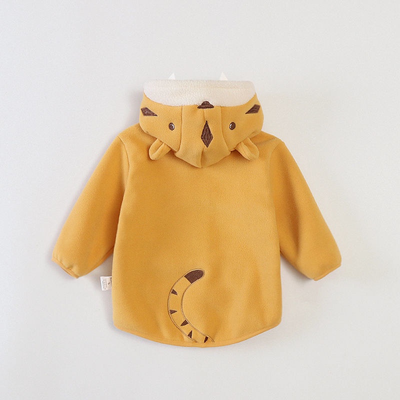 Áo Khoác Cardigan Có Mũ Trùm Bằng Vải Lông Cừu Thời Trang Thu Đông Cho Bé Trai / Gái