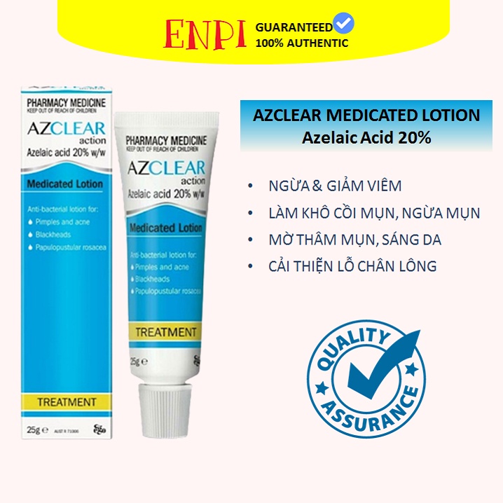 Azclear Action Medicated Lotion 20% Azelaic Acid Giảm Mụn Mờ Thâm