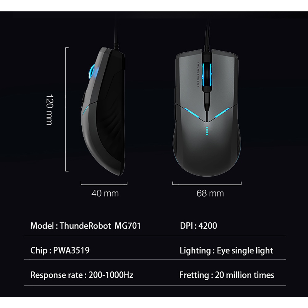 Chuột Chơi Game Không Dây 2.4G RGB 16000 DPI 1000mAh ThundeRobot ML703 / ML701 / MG701