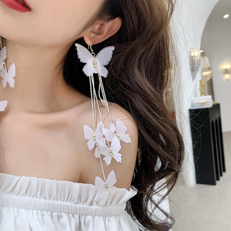 Đôi Bông Tai Dáng Dài Hình Bướm Thời Trang Hàn Quốc Xinh Xắn Cho Nữ