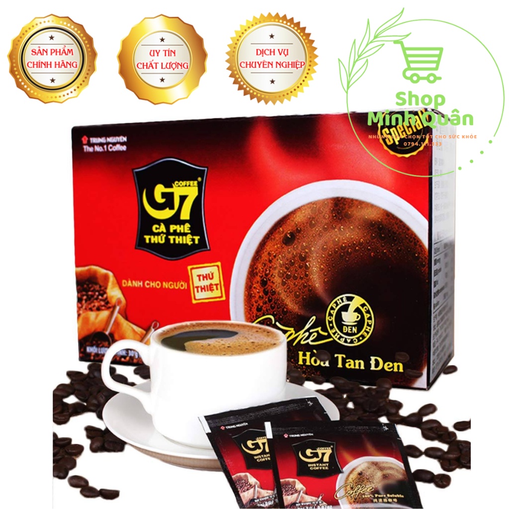 Cà Phê G7 Đen Không Đường Trung Nguyên - Hộp 15 Gói 2gr