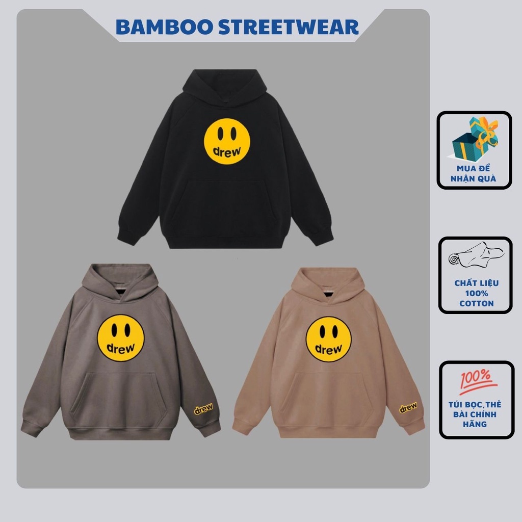 Áo Hoodie Drew Unisex Áo Hoodie Form Rộng Chất Nỉ Bông Dày Dặn