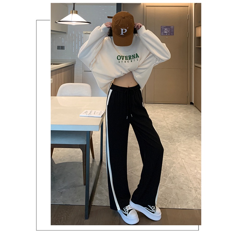 Quần ống rộng Họa Tiết Kẻ Sọc Phong Cách Vintage Mùa Thu Mới