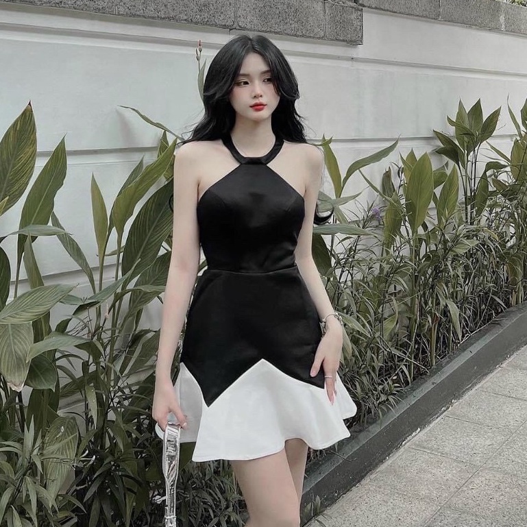 Đầm body cổ yếm, váy nữ không mút dây kéo lưng chất thun sang chảnh dự tiệc hàn quốc VD721