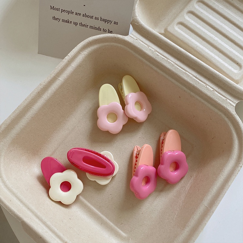 Kẹp Tóc Hình Hoa Màu Hồng Dễ Thương Phong Cách Hàn Quốc Cho Nữ