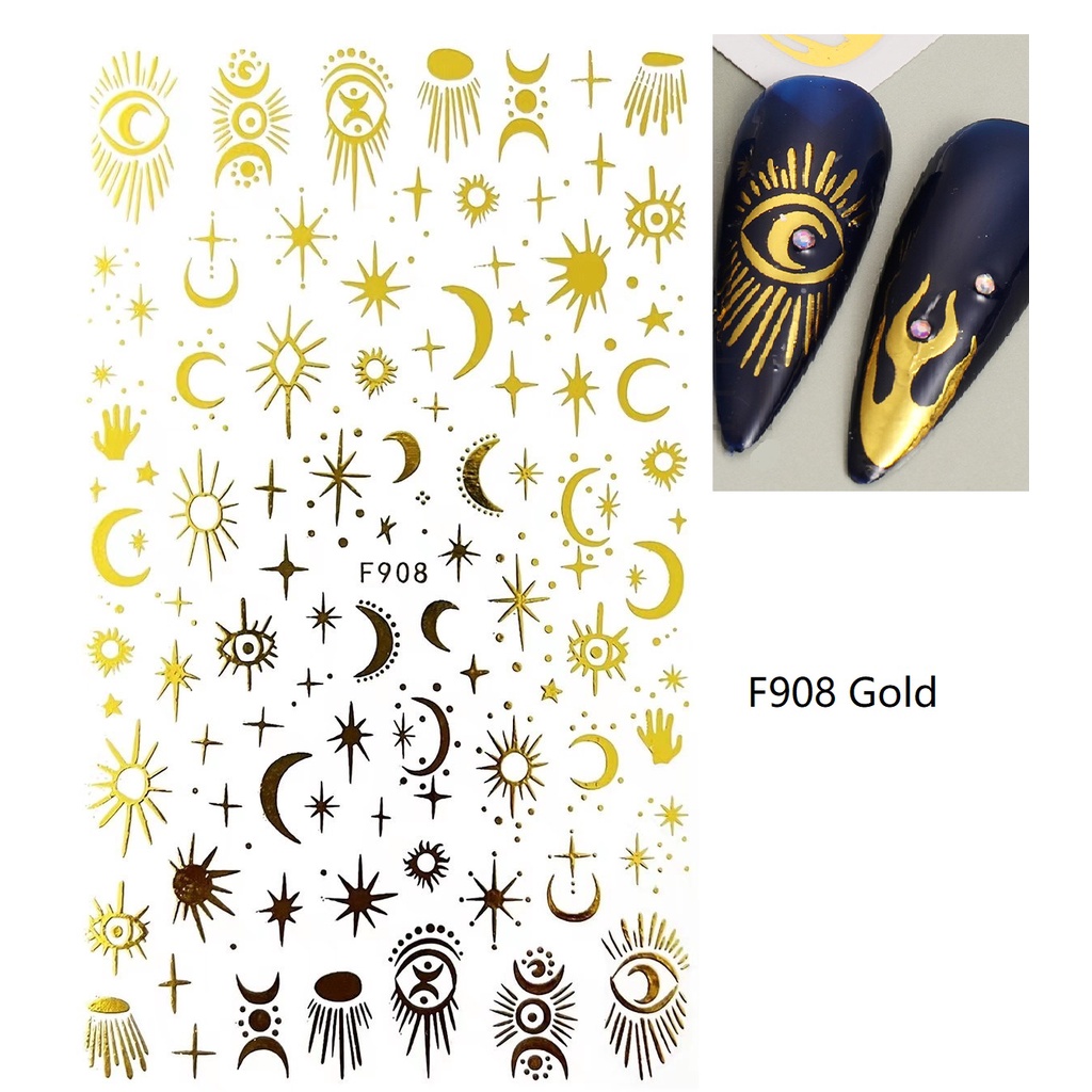 Miếng Dán Trang Trí Móng Tay 3D Họa Tiết Hoa Lá / Bướm / Mặt Trăng / Chữ Cái Màu Trắng BEF915