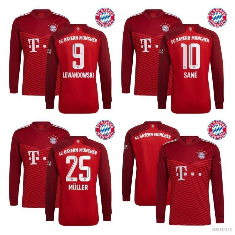 Np2 2021-2022 Bayern Munich Fc. Áo Bóng Đá Dài Tay Lewandowski Muller Sane Plus Si