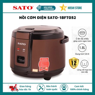 Nồi cơm điện quai xách 1.8L SATO 18F059, nòng nồi phủ chống dính cao cấp, an toàn cho sức khỏe