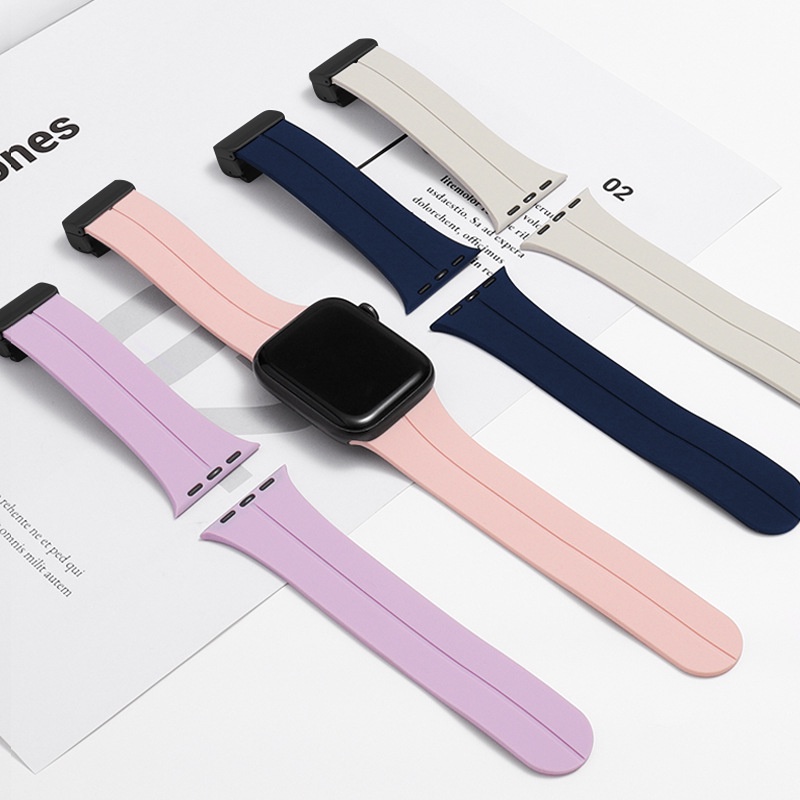 Dây Đeo Đồng Hồ Bằng Silicone 49mm 45mm 41mm 40mm 44mm 38mm 42mm Cho iWatch serie 3 5 6 se 7 8 Ultra