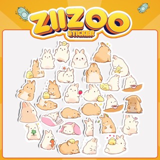 Set 30 Sticker Thỏ Vàng Cute, hình dán trang trí bình nước, điện thoại, laptop, mũ bảo hiểm, sticker làm quà tặng