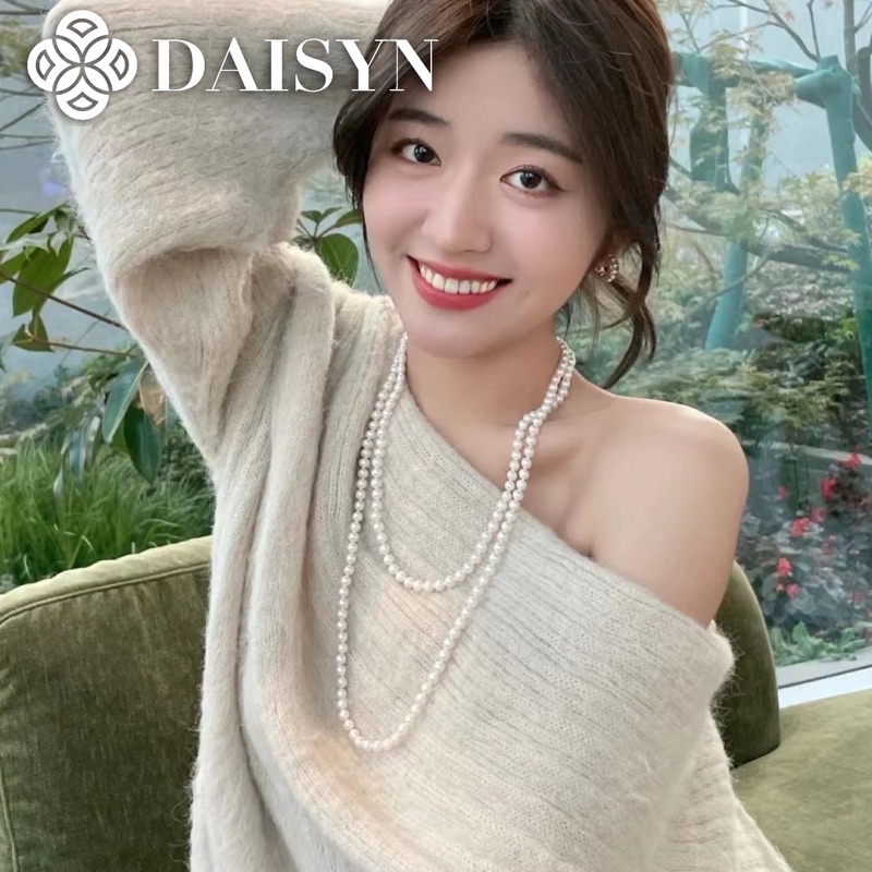 N406 vòng cổ hạt Trai, dây chuyền hạt bẹt dây chuyền mang áo dài 2 dây hạt 8mm dài sang trọng cho nữ