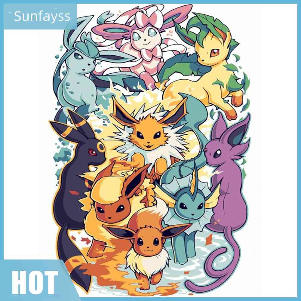 Bộ Tranh Đính Đá Treo Tường Nghệ Thuật Hình Pokemon mon Eevee