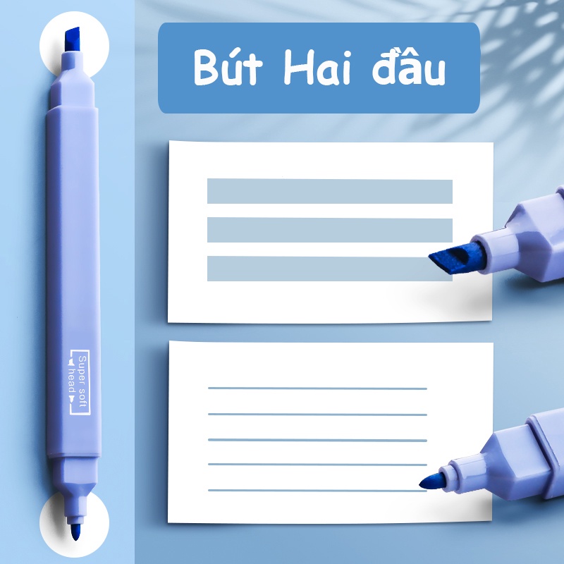 Bộ 6 Bút Đánh Dấu Hai Đầu Nhiều Màu Sắc Dễ Thương Cho Học Sinh