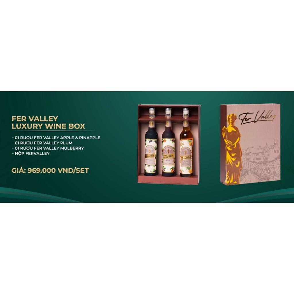 Quà Tết 2023 Set R.u.oụ Trái Cây 3 Chai ( Dâu Tằm, Táo & Thơm, Mận ) FER VALLEY LUXURY WINE BOX Trái Cây Lên Men