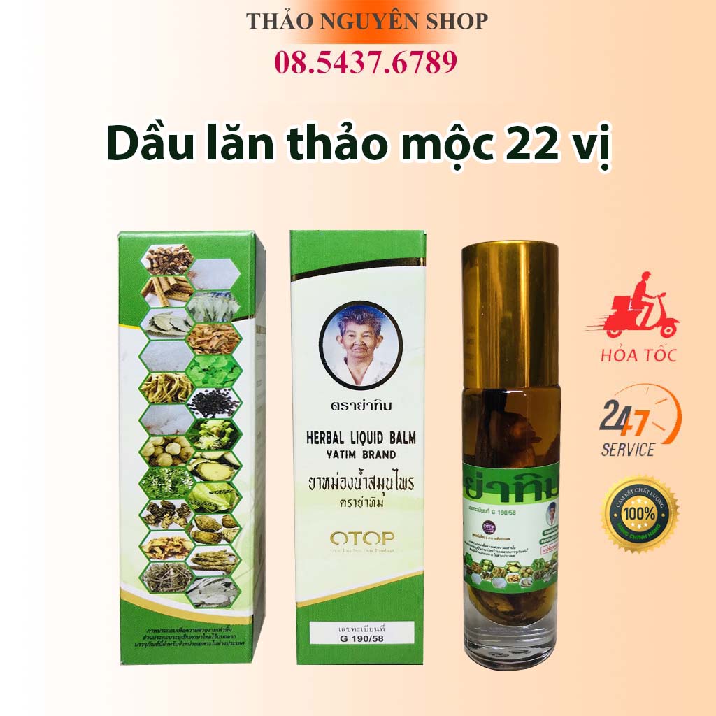 Dầu lăn 22 vị thảo dược Herbal Liqid Blam Yatim Brand Thái Lan 8ml