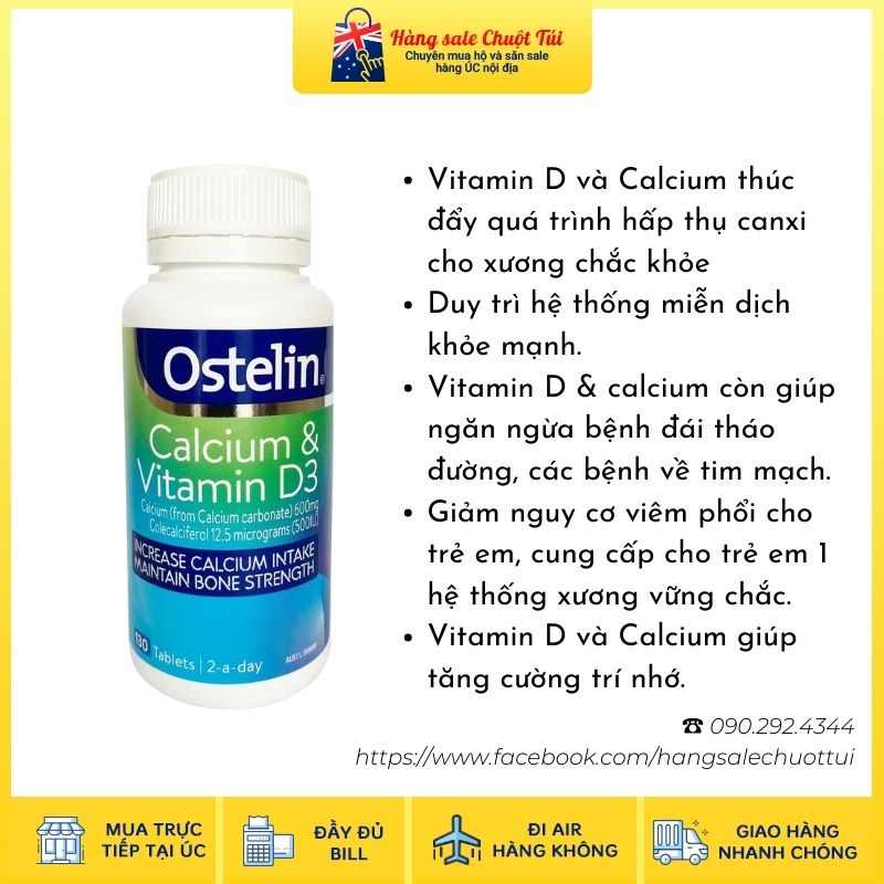 Canxi & vitamin D3 cho mẹ bầu Ostelin Calcium & Vitamin D3