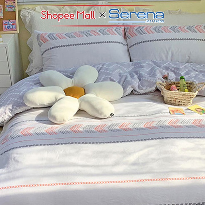 Bộ Ga Giường 5 Món Cao Cấp Cotton Living SERENA MATTRESS Set Chăn Ga Ra Drap Nệm Đệm Phủ Trải Bọc Giường Cute Chính Hãng