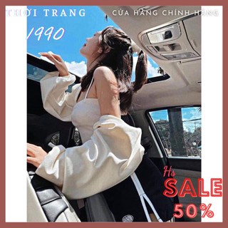 Sét áo khoác cardigan tay bồng croptop kèm áo 2 dây siêu đẹp