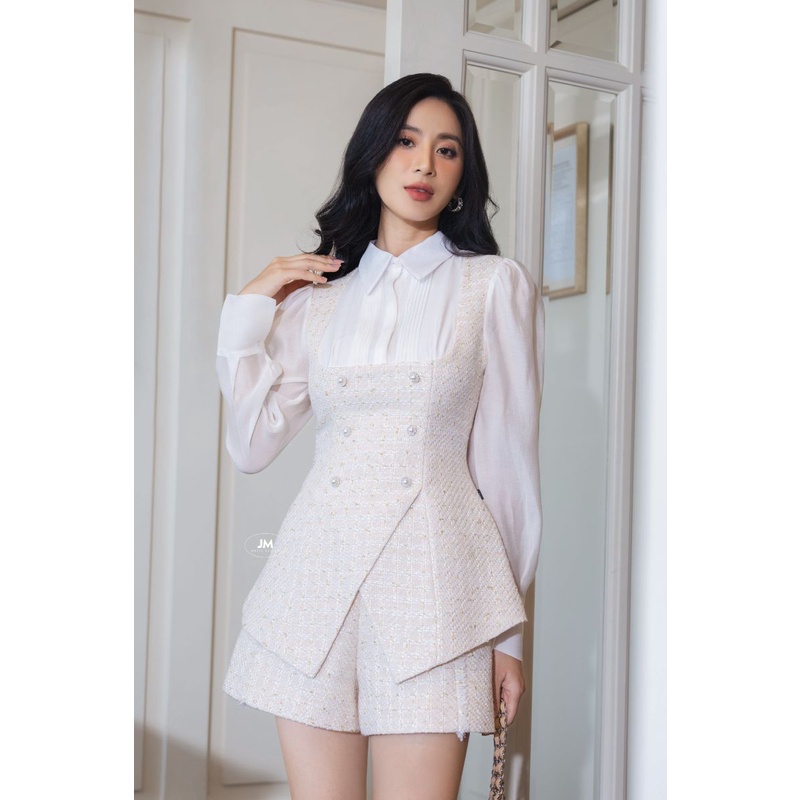 JM Dress Desgin - Áo Tweed vạt chéo phối tơ 2T60.2210TW