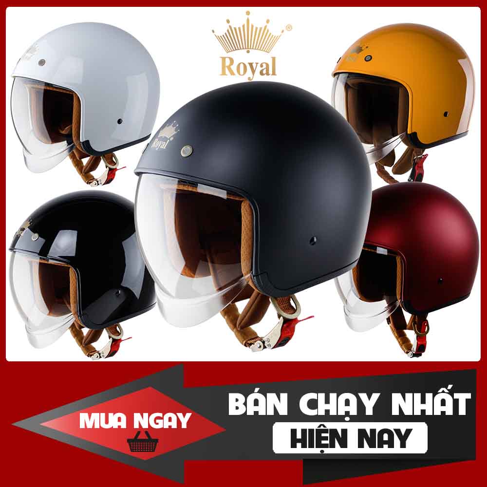 Mũ bảo hiểm 3/4 xe máy Royal M139 có kính âm nhiều màu cho nam và nữ