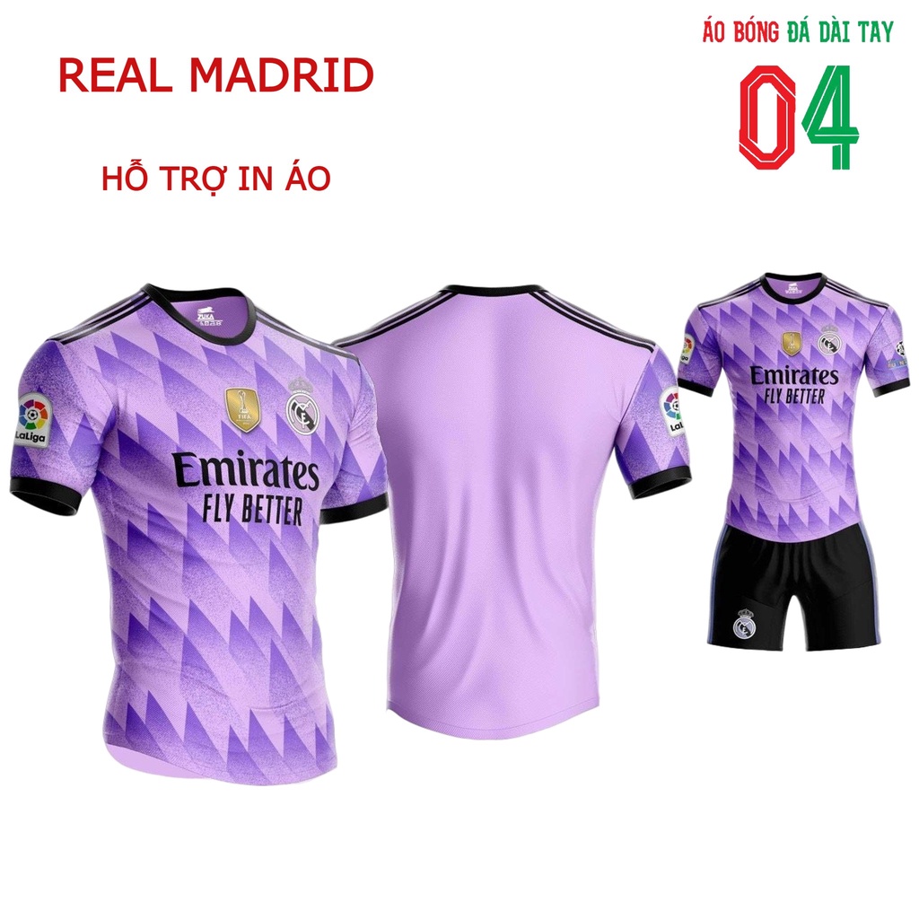 Bộ Quần Áo Bóng Đá Thun Thái CLB Real Madrid Tím