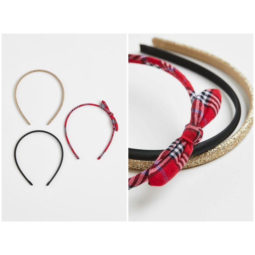 Set 3 bờm tóc xanh đỏ HM H&M_hàng chính hãng Anh