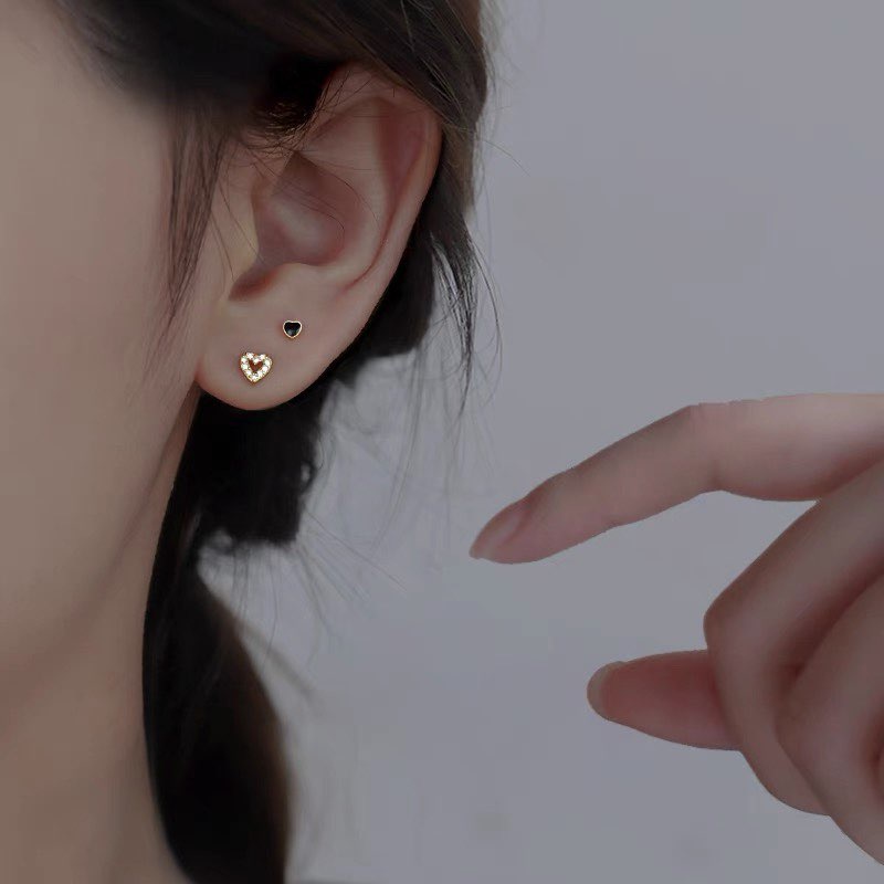 Set bông tai mini tim nhỏ