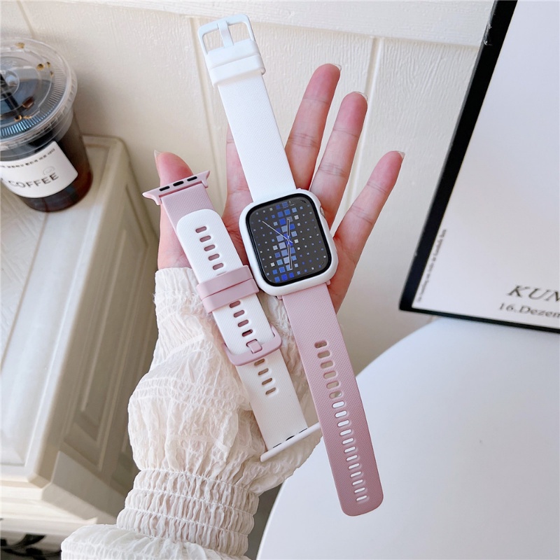 Set 2 Dây Đeo Thể Thao Bằng PC Cứng + Vỏ Silicone Mềm Cho Apple Watch