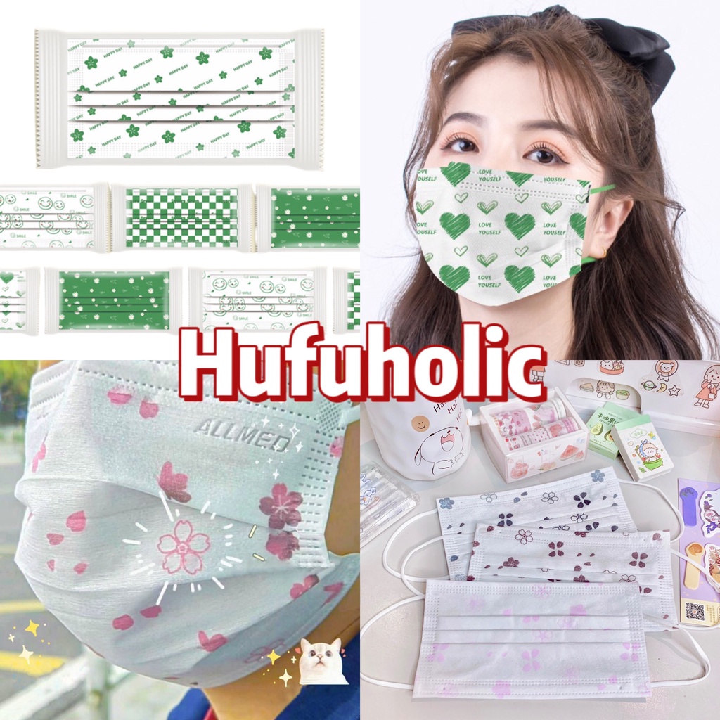 Khẩu trang xanh lá đổi màu cao cấp 4 lớp gấu dâu hoạ tiết Fashion Mask Phuk112 Phuk113 PHUK118
