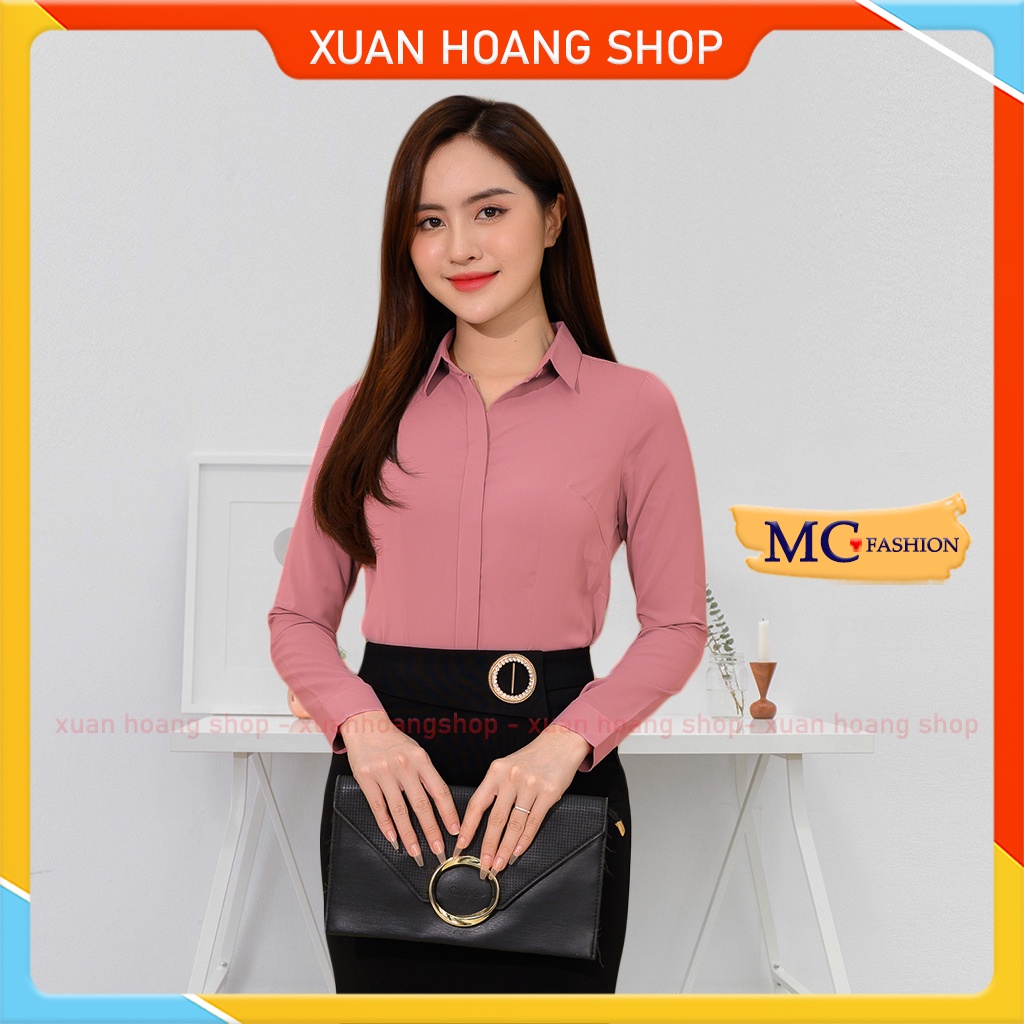 Áo Sơ Mi Nữ Công Sở Dài Tay Mc Fashion, Chất Vải Mát, Size Đủ, Màu Xanh Dương, Trắng, Đỏ, Hồng, Ghi Xám A686