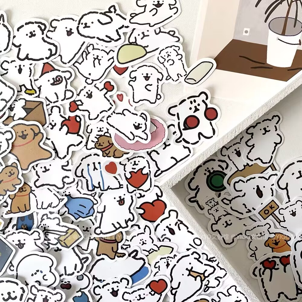 Bộ 100 nhãn dán kiểu cún dễ thương chống thấm nước trang trí nhật ký/ tạp chí/ máy tính bảng tiện lợi