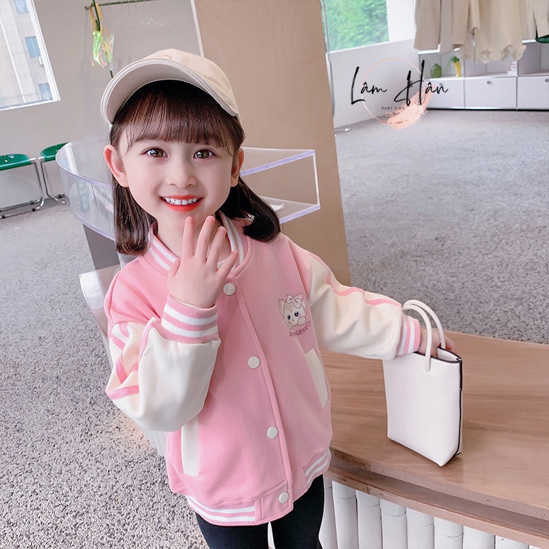 Áo khoác cho bé gái - áo khoác nhẹ thu đông xinh xắn cho bé gái tone hồng và trắng dễ thương Hàng chuẩn Cao cấp AK07