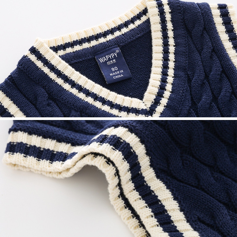 [THOMAS KIDS] Áo Sweater Dệt Kim Không Tay Thời Trang Dành Cho Bé Trai Và Bé Gái 1-8 Tuổi