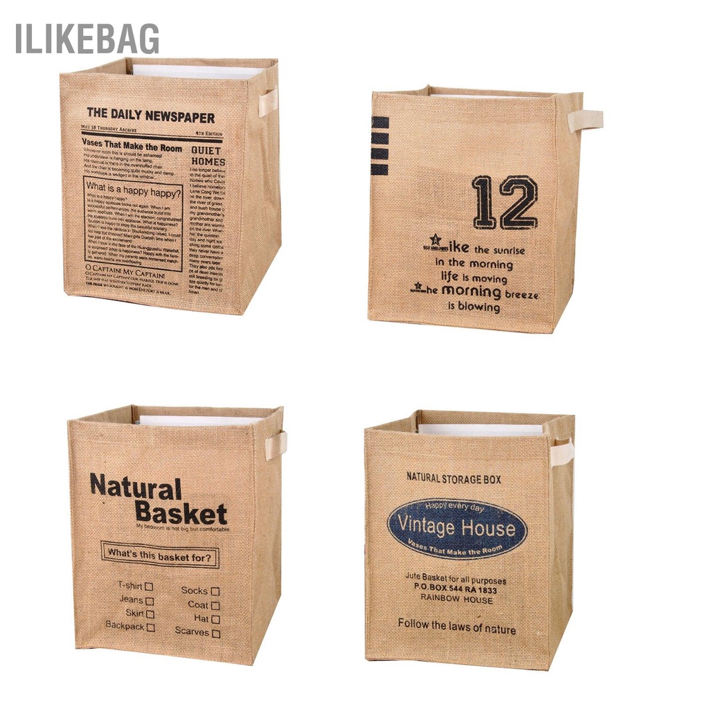 Ilikebag Hộp lưu trữ đay Màng chống thấm có thể gập lại Dễ dàng làm sạch Giỏ kết cấu nhẹ cho văn phòng tại nhà
