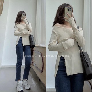 áo trễ vai len gân 0066