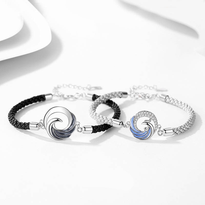Vòng Tay Dây Bện Đính Đá Zircon Cho Cặp Đôi Mate 925