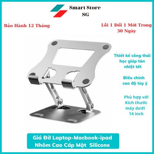 Giá Đỡ Máy Tính, Laptop, iPad, Macbook Hợp Kim Nhôm Cao Cấp, Kệ Đỡ Cho Máy 12 14 inch Chỉnh Được Độ Cao, Tản Nhiệt Tốt