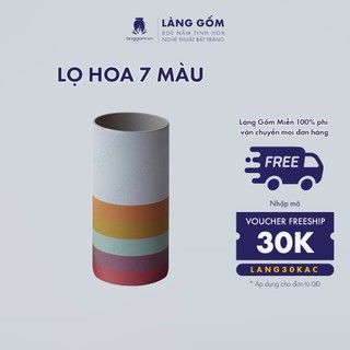 Bình cắm hoa trang trí, lọ hoa gốm sứ 7 màu , men mát , gốm sứ Bát Tràng cao cấp - Làng Gốm
