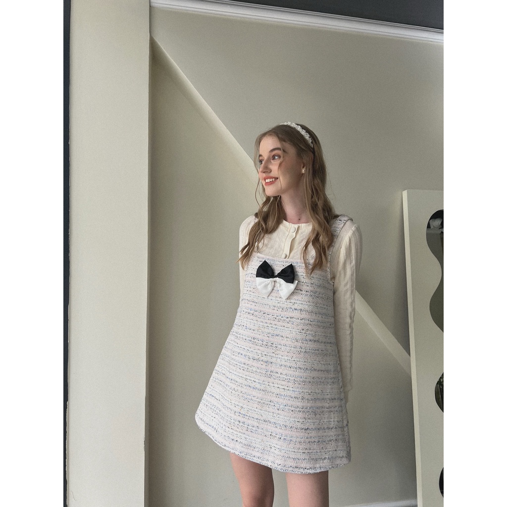 TIFFANY STUDIOS - Đàm Babydoll Tweed Dáng Xòe Tím Lilac - BARBARA DRESS