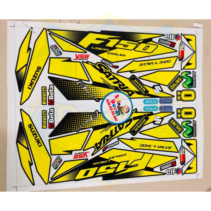 DECAL PVC 5 LỚP CHẤT LƯỢNG CAO Tem rời Satria fi vàng đen