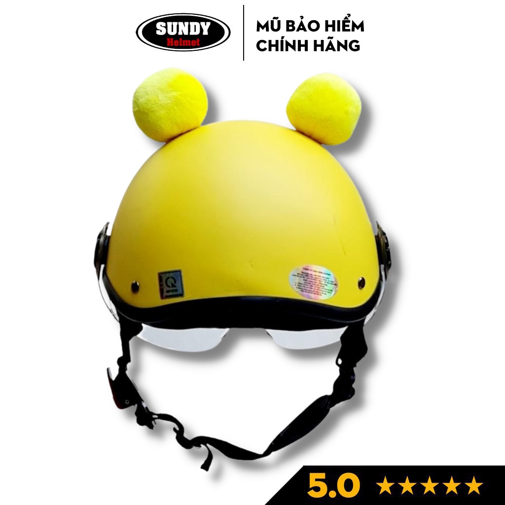 Mũ bảo hiểm cho bé có kính SUNDY, họa tiết cute, heo xinh đáng yêu ngộ nghĩnh cho trẻ em từ 3-8 tuổi