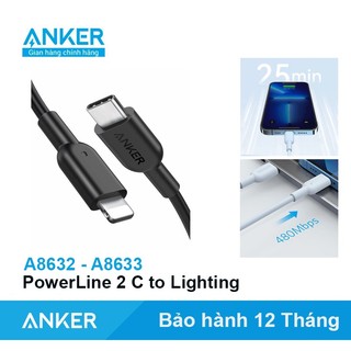 Cáp sạc nhanh 20w anker type c to lighting cho ip mfi - a8632 a8633 dài 0.9 1.8m xanh tím đen trắng ankershop