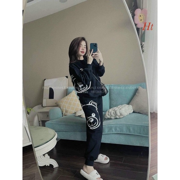 Bộ nỉ bo cotton gấu moss HT12