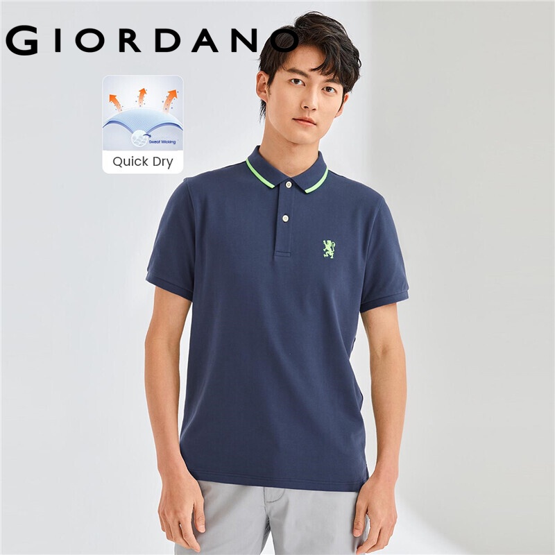 Áo thun polo Giordano 01012408 tay ngắn thêu hình sư tử Victory trẻ trung thoáng khí nhanh khô thoải mái mùa hè cho nam