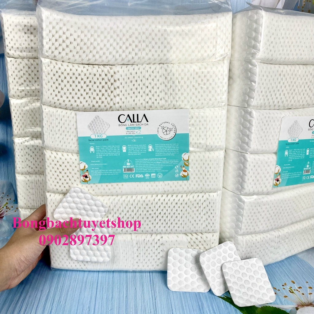 Bông Tẩy Trang hạt massage CALLA gói 1kg - Chính hãng Bông Bạch Tuyết