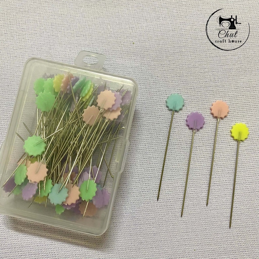 Hộp ghim dẹt 100 chiếc - Ghim vải may, quần áo, đồ thủ công