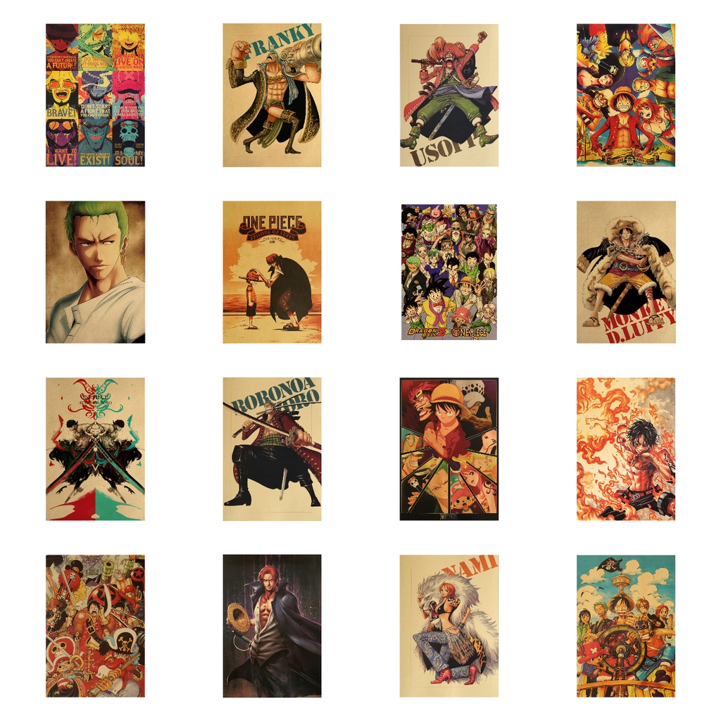 Bộ 50 Tấm poster Phim Hoạt Hình One Piece 35 * 50cm